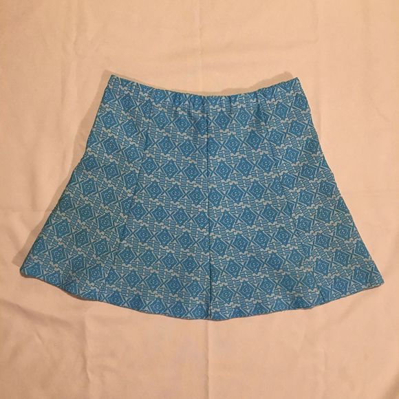 Vintage Diamond Knit Turquoise Retro Circle Skirt - Picture 1 of 10